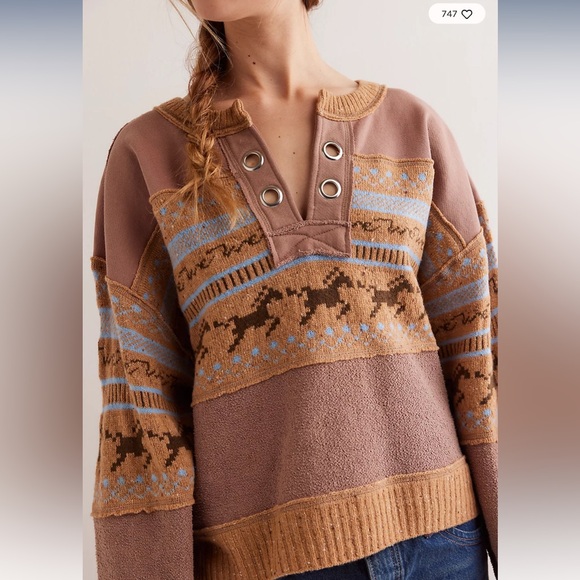 Free People Sweaters - We The Free People Running Wild Pullover Horse Graphic Printed Sweater